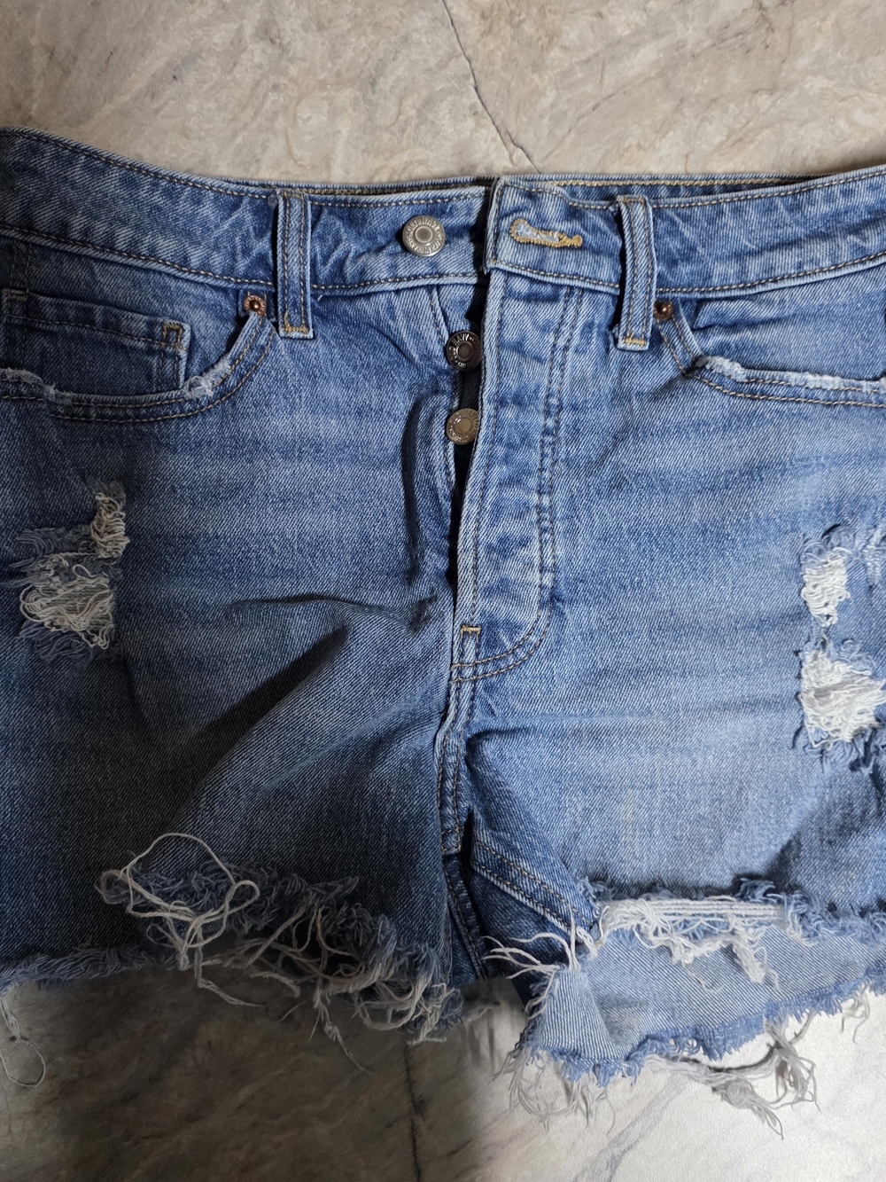 Distressed Blue Denim Women's Shorts